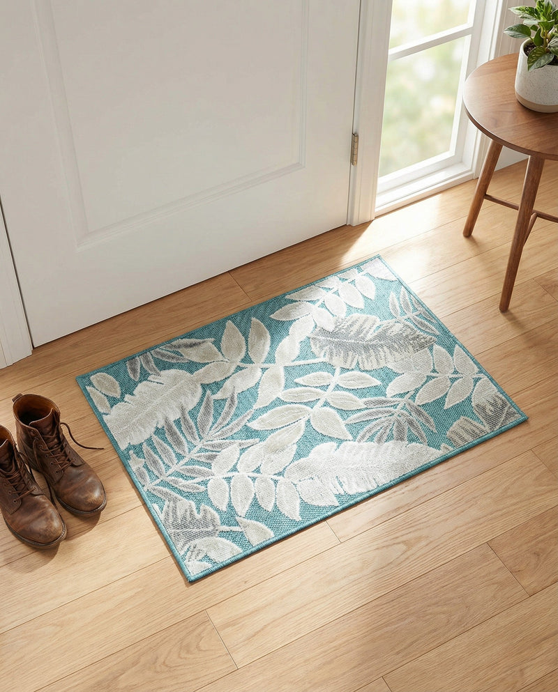 Seaside Blooms Collection Area Rug -  Serene Rectangle Light Blue  lifestyle 63