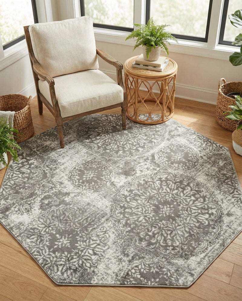 Riviera Elegance Collection Area Rug -  Monaco (Light Gray) Octagon Light Gray  lifestyle 63