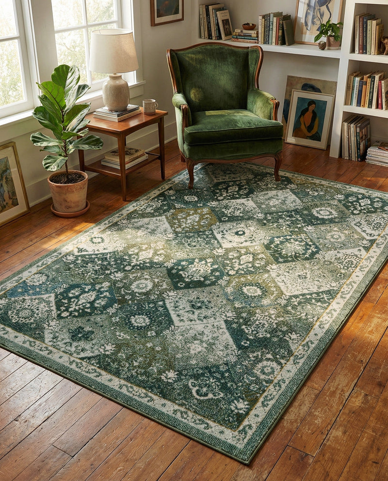 Brighton Terrace Collection Area Rug -  Rottingdean (Green) Rectangle Green  lifestyle 4