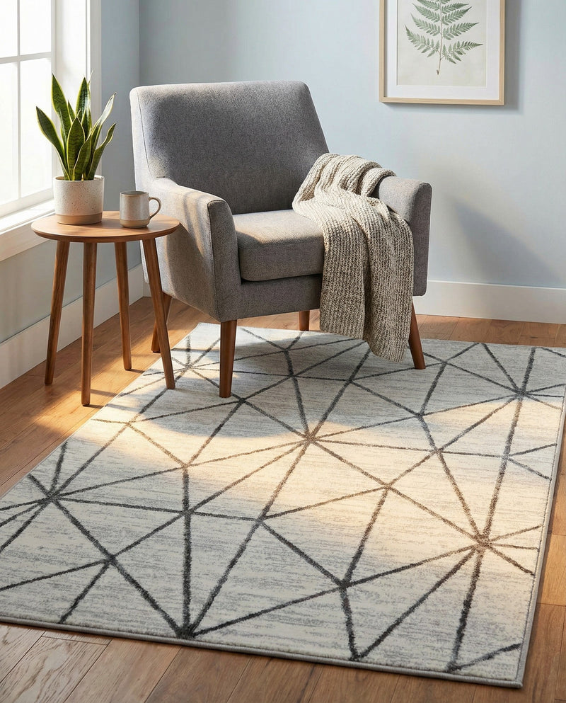 Garden Maze Retreat Collection Area Rug -  Arborlane Rectangle White  lifestyle 15