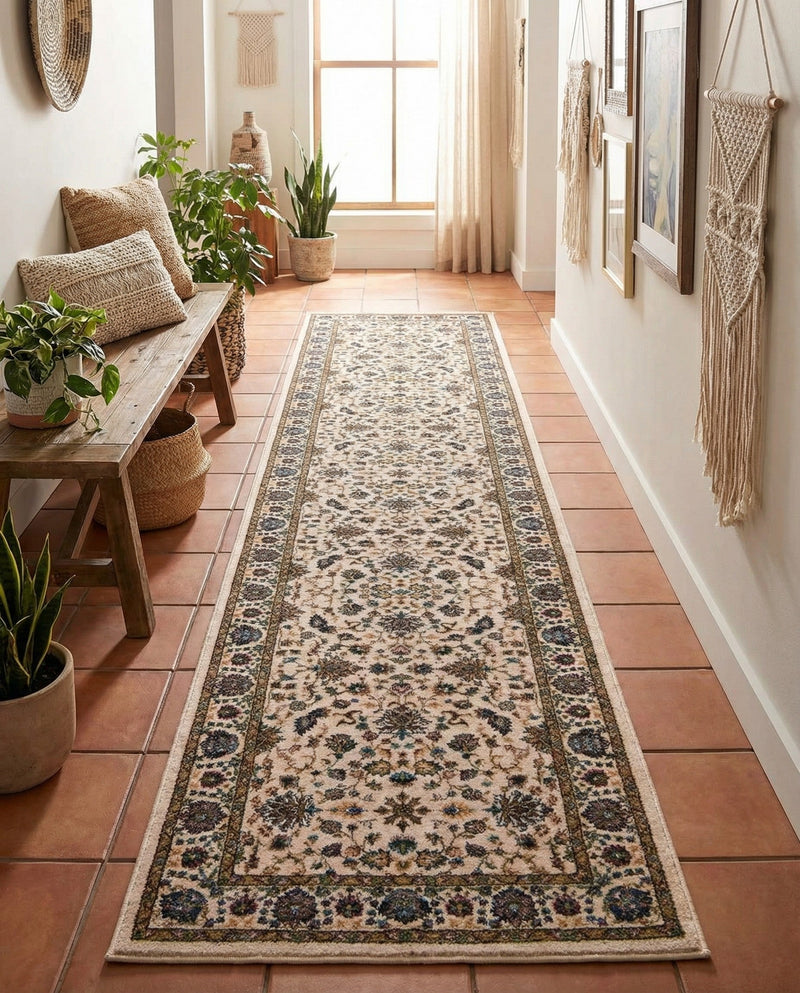 Casablanca Tapestry Collection Area Rug -  Marrakech (Ivory) Runner Ivory  lifestyle 52