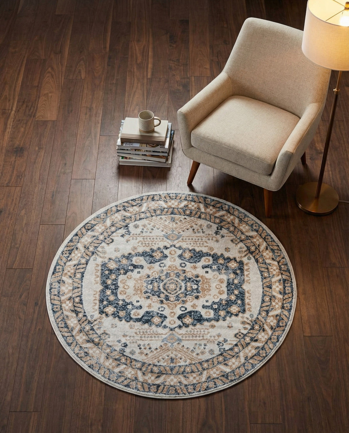 Cambridge Classics Collection Area Rug -  Pembroke (Cream) Round Cream  lifestyle 75
