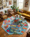 Colorburst Oasis Collection Area Rug -  Fresco Octagon Aqua  lifestyle 37