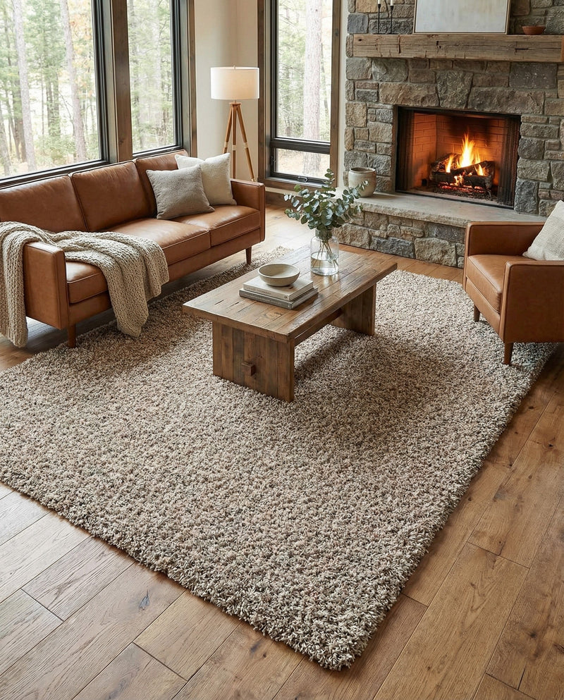 Plush Oasis Collection Area Rug - Serenity (Taupe) Rectangle Taupe  lifestyle 35