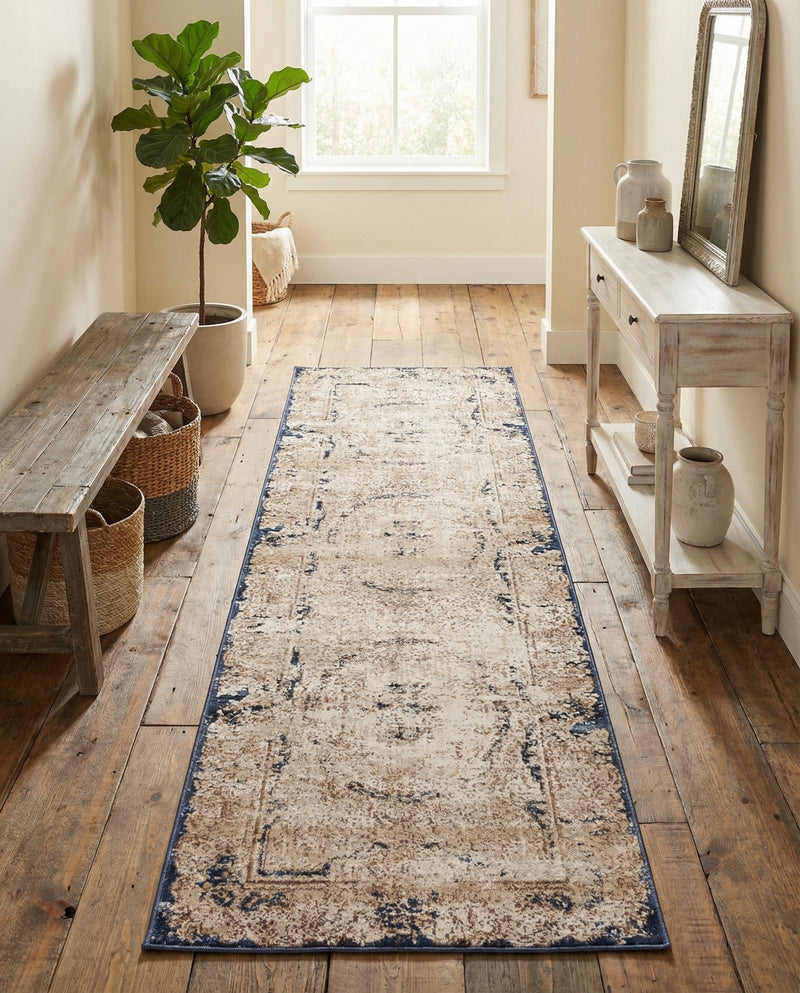 Coastal Manor Collection Area Rug -  Tidewater Runner Cream  lifestyle 30