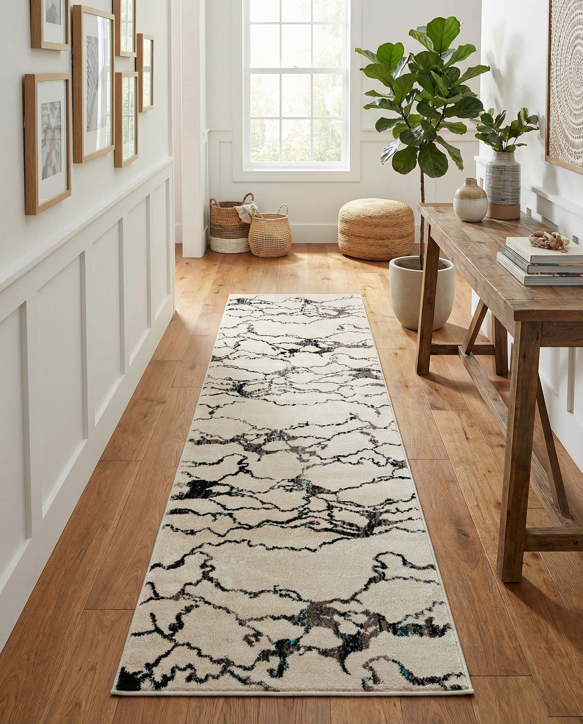 Brighton Terrace Collection Area Rug -  Aldrington Runner Ivory  lifestyle 111