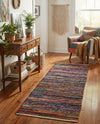 Thar Cotton Collection Area Rug - Alleppey Runner Multi Black  lifestyle 62