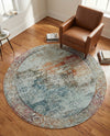 Caribbean Breeze Collection Area Rug -  Yucatan Round Multi  lifestyle 59