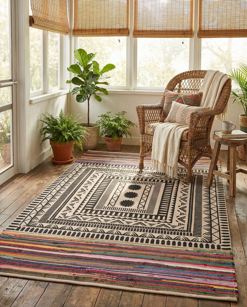 Thar Cotton Collection Area Rug -  Kovalam Rectangle Multi  lifestyle 18