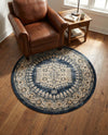 Eden Oasis Collection Area Rug -  Refuge (Dark Blue) Round Dark Blue  lifestyle 78