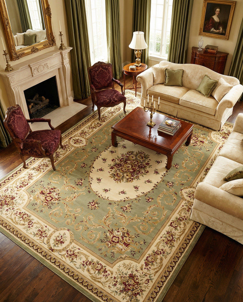 Versailles Elegance Collection Area Rug -  Bellevue Rectangle Green  lifestyle 13