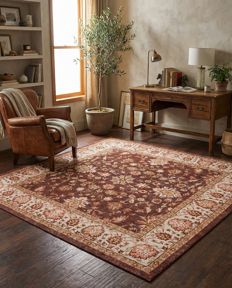 Casablanca Tapestry Collection Area Rug -  Marrakech (Coffee Brown) Square Coffee Brown  lifestyle 41