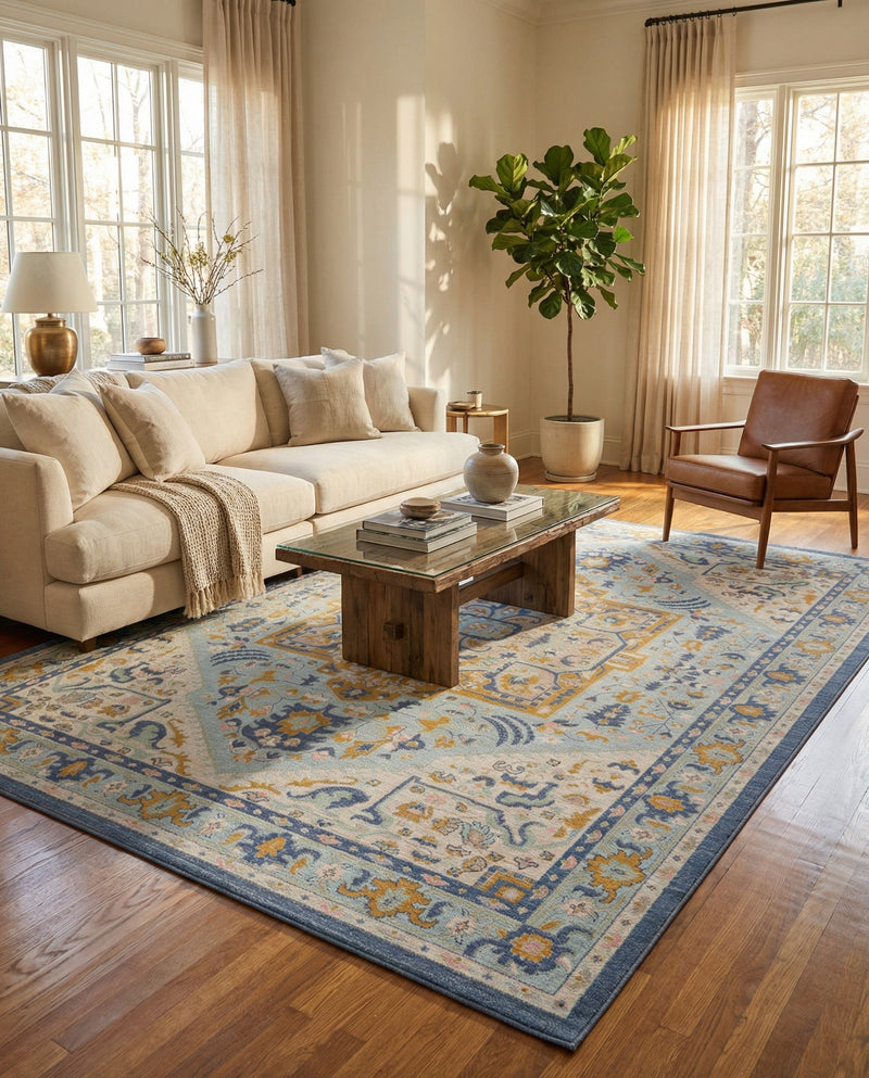 Savannah Series Collection Area Rug - Charleston (Sky blue) Rectangle Sky blue  lifestyle 5