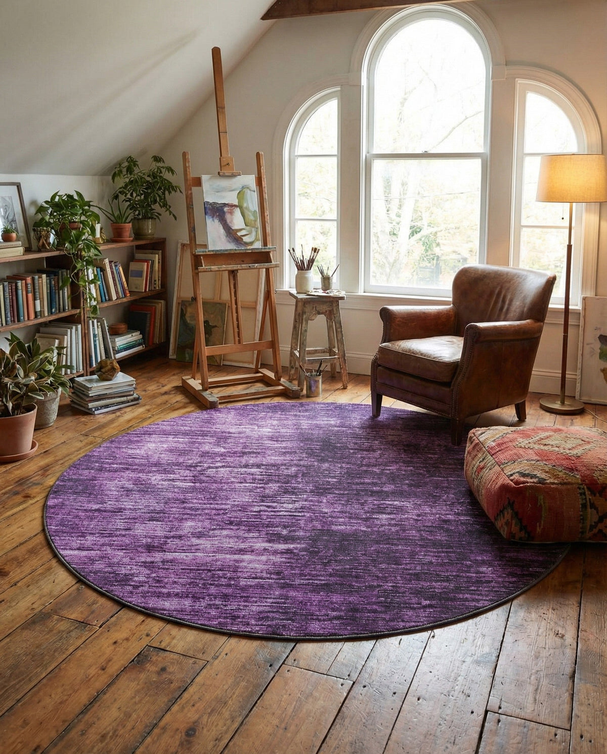 Sahara Essence Collection Area Rug - Oasis (Purple) Round Purple  lifestyle 98