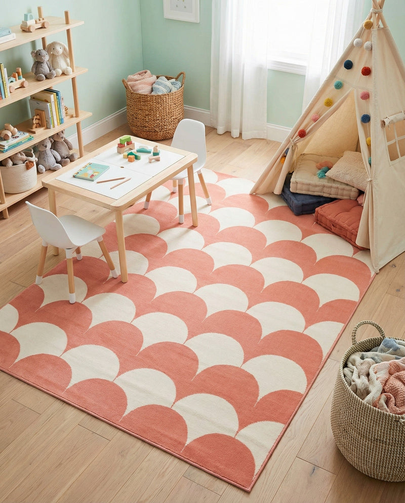 Wonder Tykes Collection Area Rug - Sparklewood Rectangle Soft Coral Pink  lifestyle 27