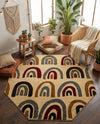 Bistro Lounge Collection Area Rug -  Breve Octagon Cream  lifestyle 64