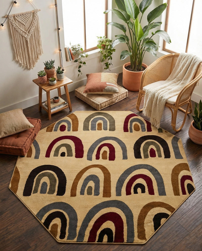 Bistro Lounge Collection Area Rug -  Breve Octagon Cream  lifestyle 64