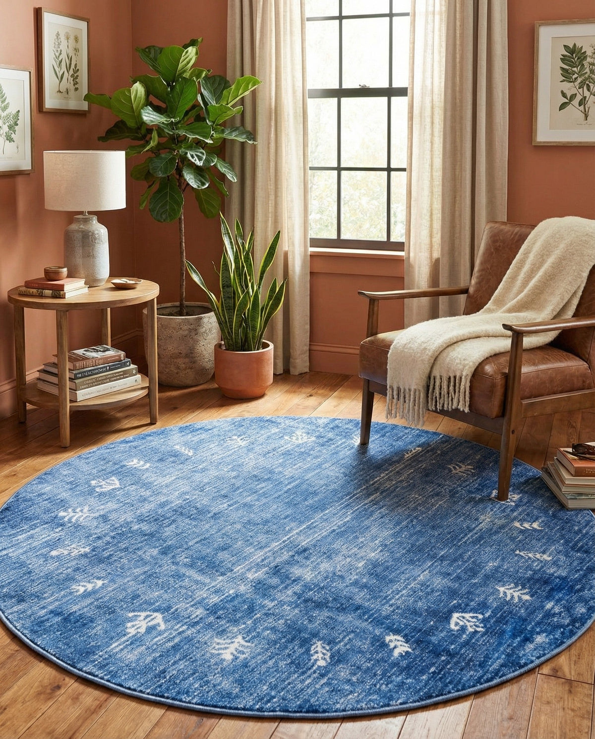 Zagros Shades Collection Area Rug -  Yasuj Round Navy Blue  lifestyle 99