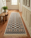 Samarkand Elegance Collection Area Rug -  Margilan (Ivory) Runner Ivory  lifestyle 64
