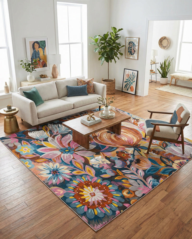 Meadow Breeze Collection Area Rug -  Daffodil Square Multi  lifestyle 69