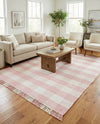Sustainable Grid Indoor-Outdoor Oasis Collection Area Rug - Savannah Rectangle Pink  lifestyle 53