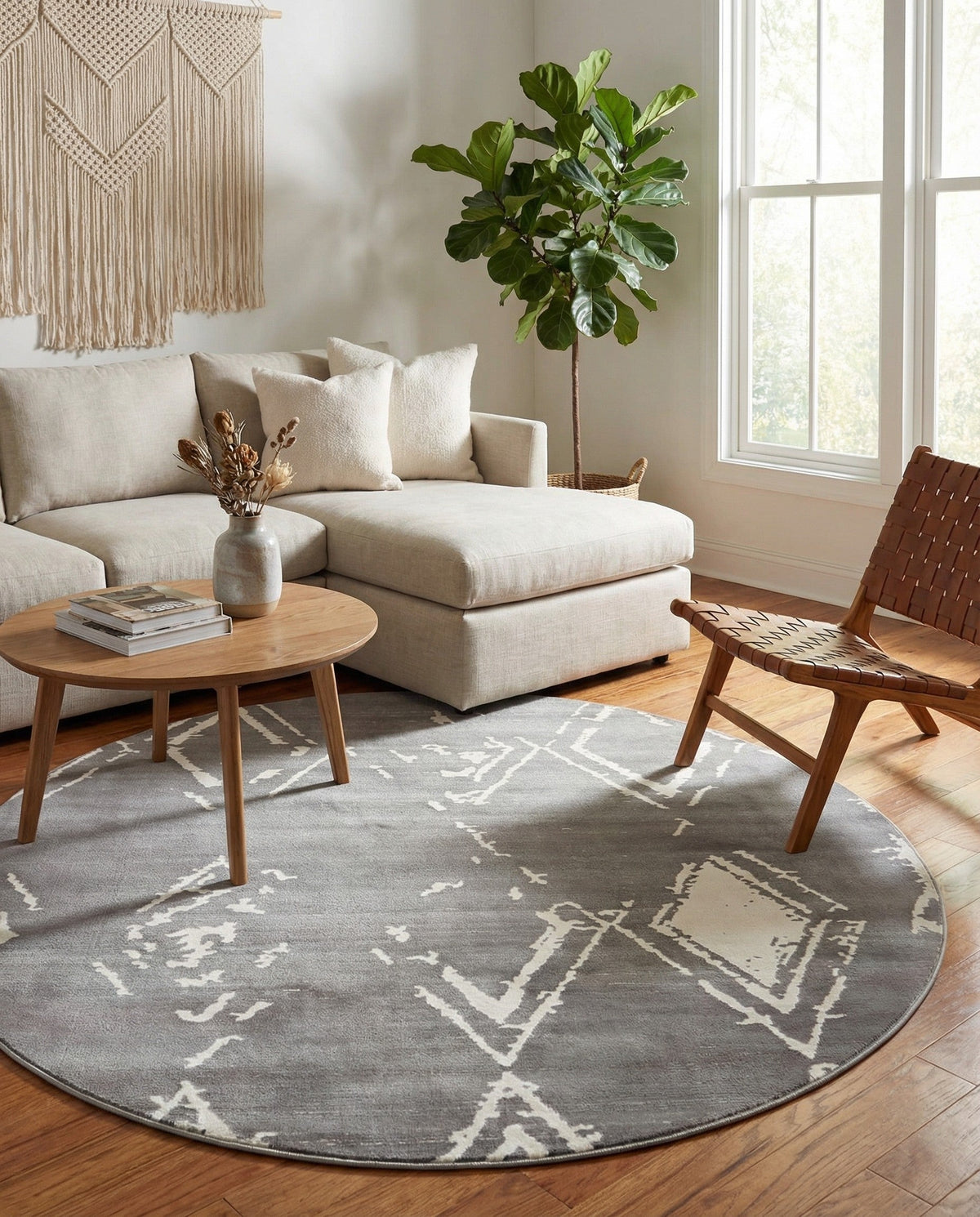 Metro Heights Collection Area Rug -  Madison Round Gray  lifestyle 124