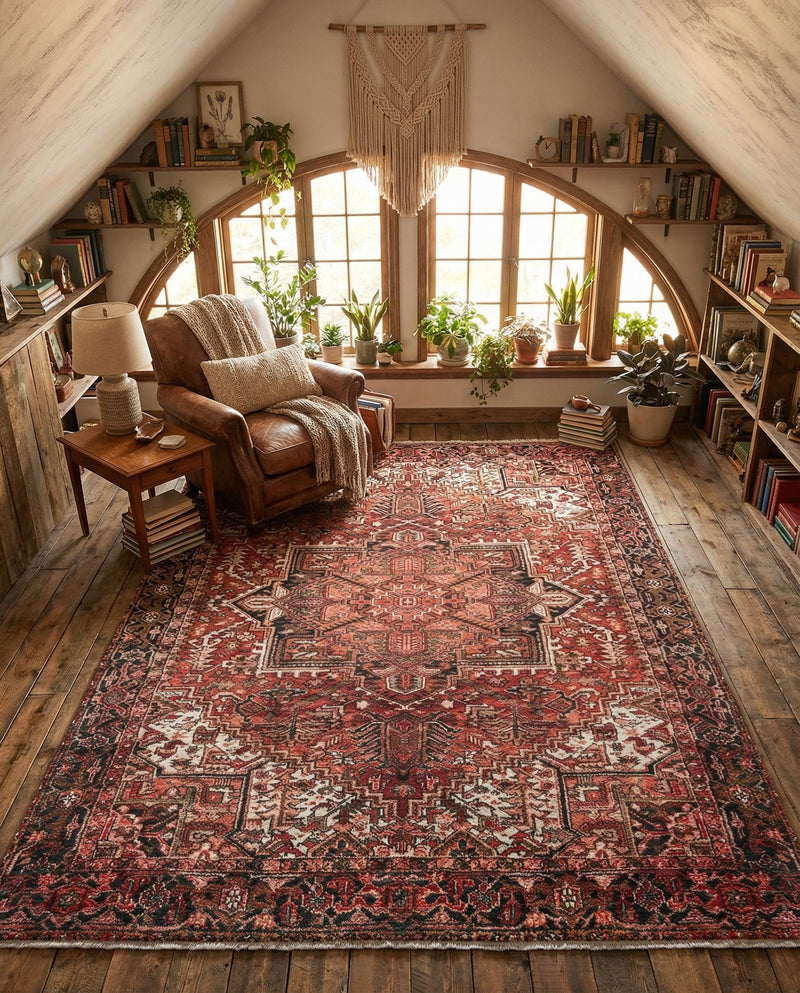 Bazaar Chic Collection Area Rug -  Essaouira Rectangle Rust Red  lifestyle 15
