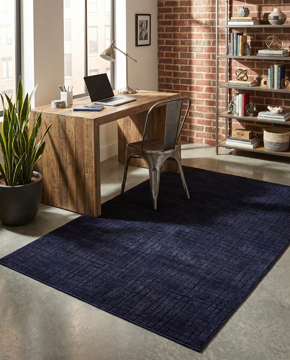 Haven Tapestry Collection Area Rug - WhisperingFalls Rectangle Inkwell Blue  lifestyle 43