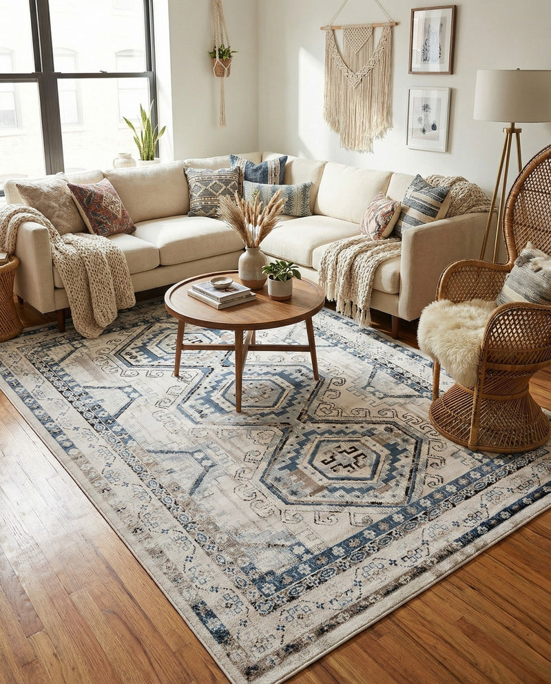 Savannah Elegance Collection Area Rug -  Tybee (Gray Blue) Rectangle Gray Blue  lifestyle 14