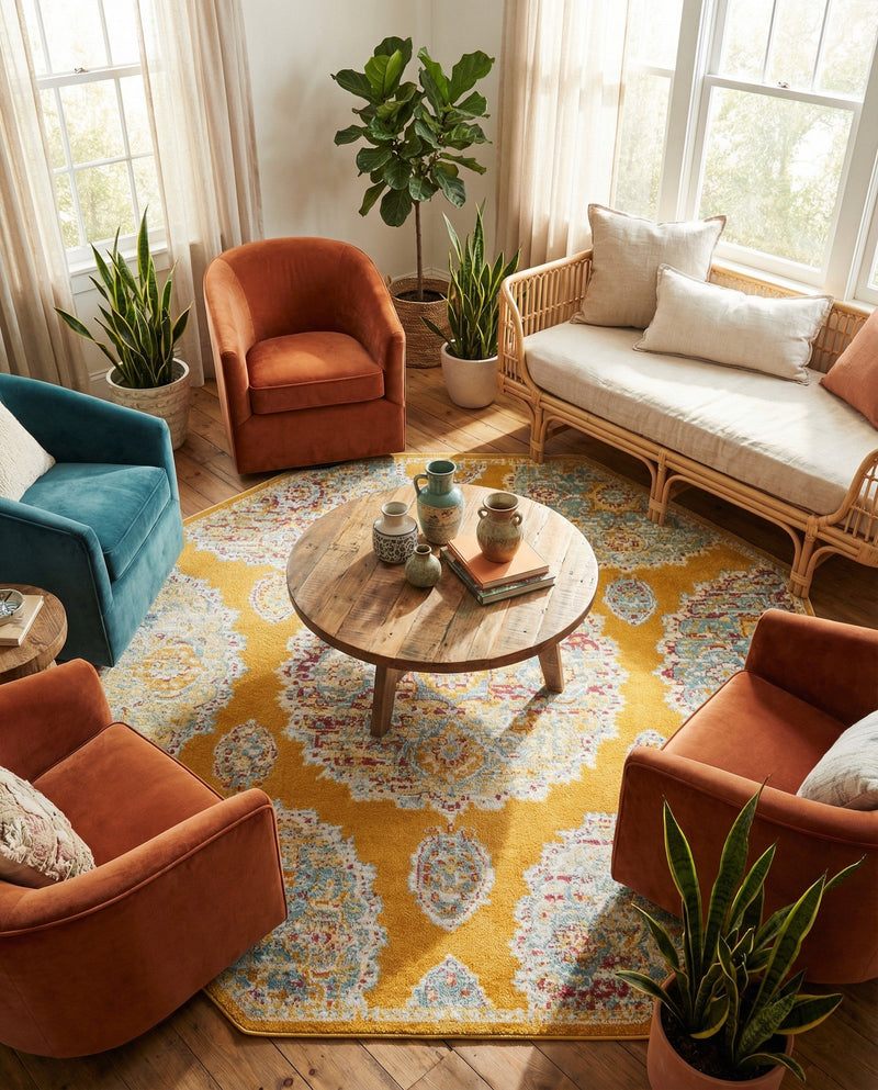 Arcadia Rugs Collection Area Rug -  Atlantis (Orange) Octagon Orange  lifestyle 75