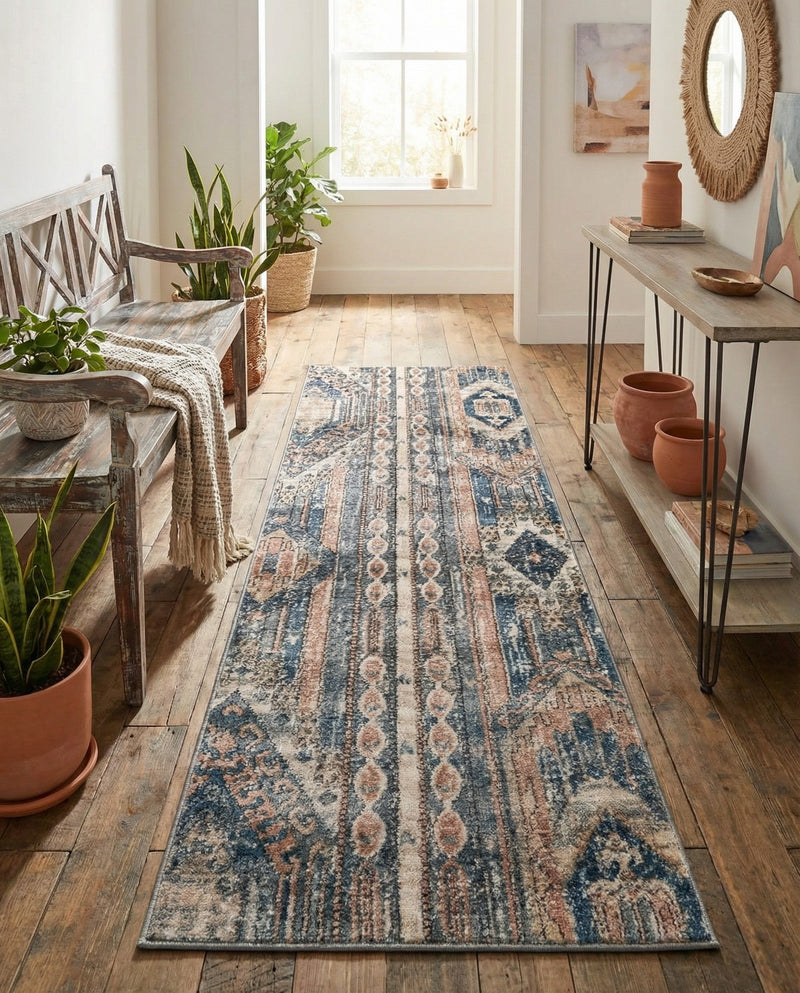 Cascade Range Collection Area Rug - Hood (Navy Blue) Runner Navy Blue  lifestyle 80