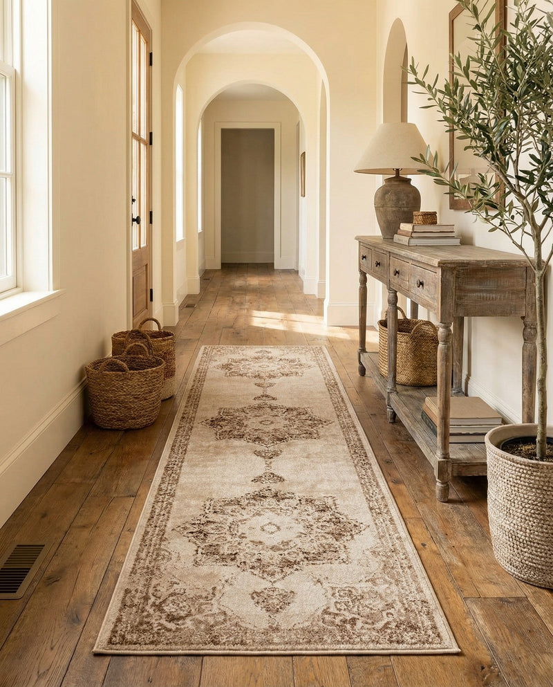 Eden Oasis Collection Area Rug -  Tranquility (Beige) Runner Beige  lifestyle 46