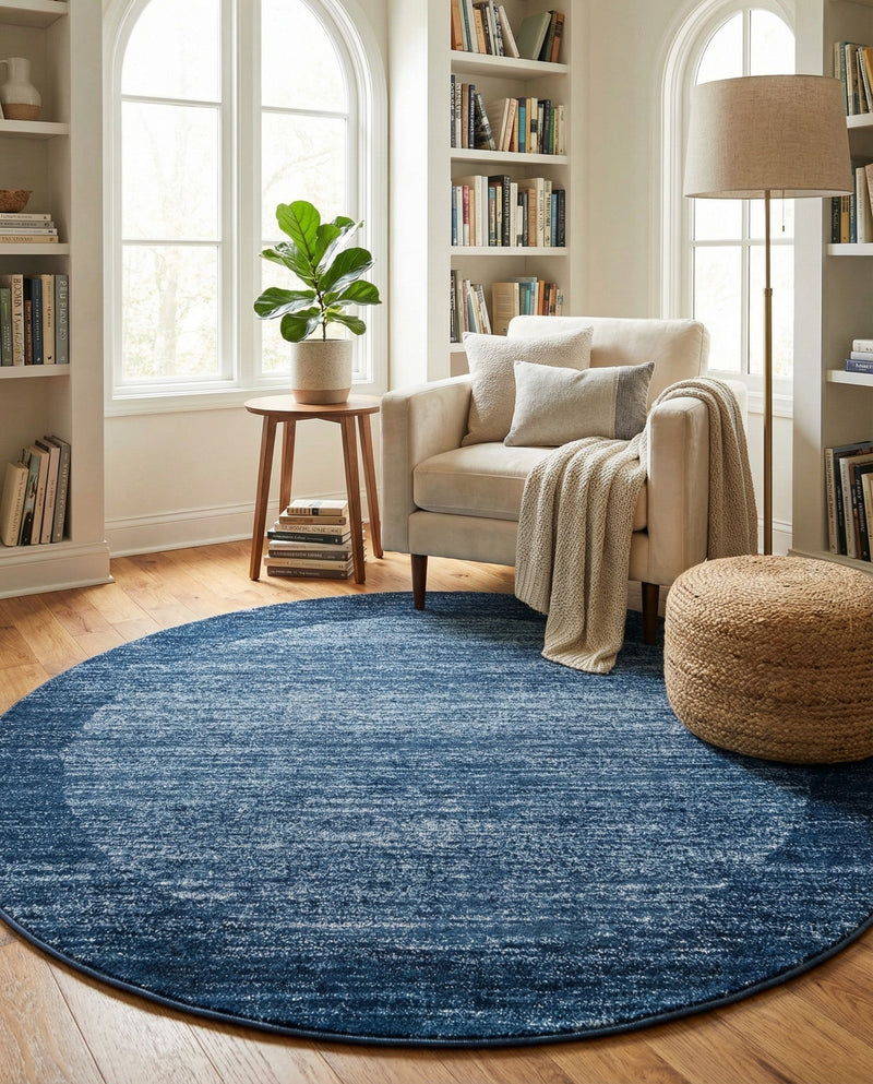 Studio Haven Collection Area Rug -  Conservatory (Navy Blue) Round Navy Blue  lifestyle 31