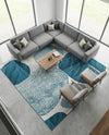 Urban Terrace Collection Area Rug -  Courtyard Square Blue and Ivory  lifestyle 38
