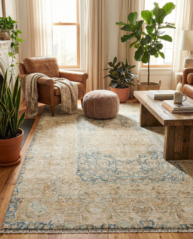 Bazaar Chic Collection Area Rug -  Kenitra Rectangle Blue and Ivory  lifestyle 13