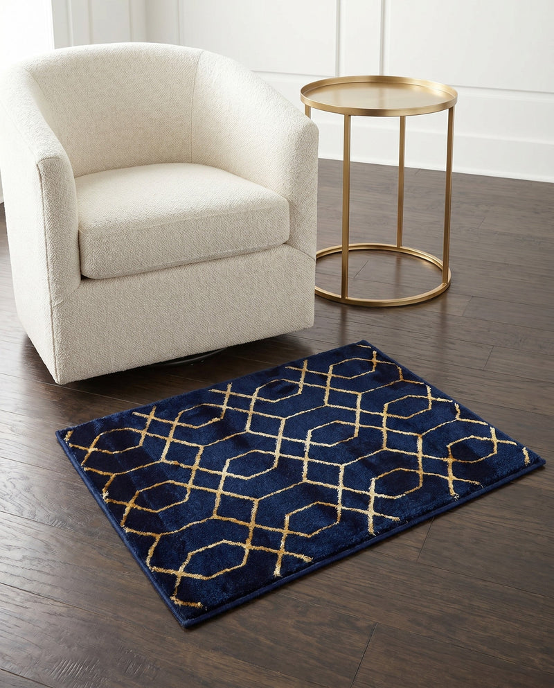 Hollywood Luxe Collection Area Rug - Sunset (Navy Blue Gold) Rectangle Navy Blue Gold  lifestyle 11
