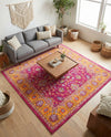 Casablanca Tapestry Collection Area Rug -  Marrakech (Berry Pink) Square Berry Pink  lifestyle 27