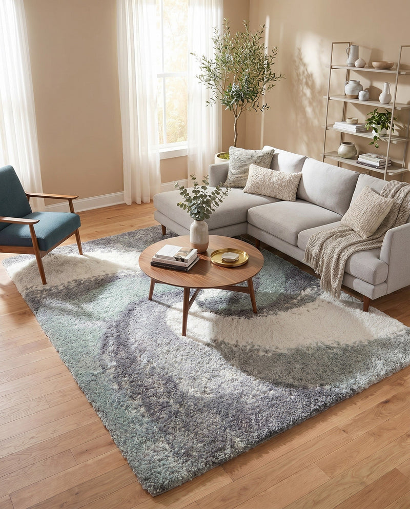 Cozy Haven Shag Collection Area Rug -  Oasis Rectangle Sage Green  lifestyle 54