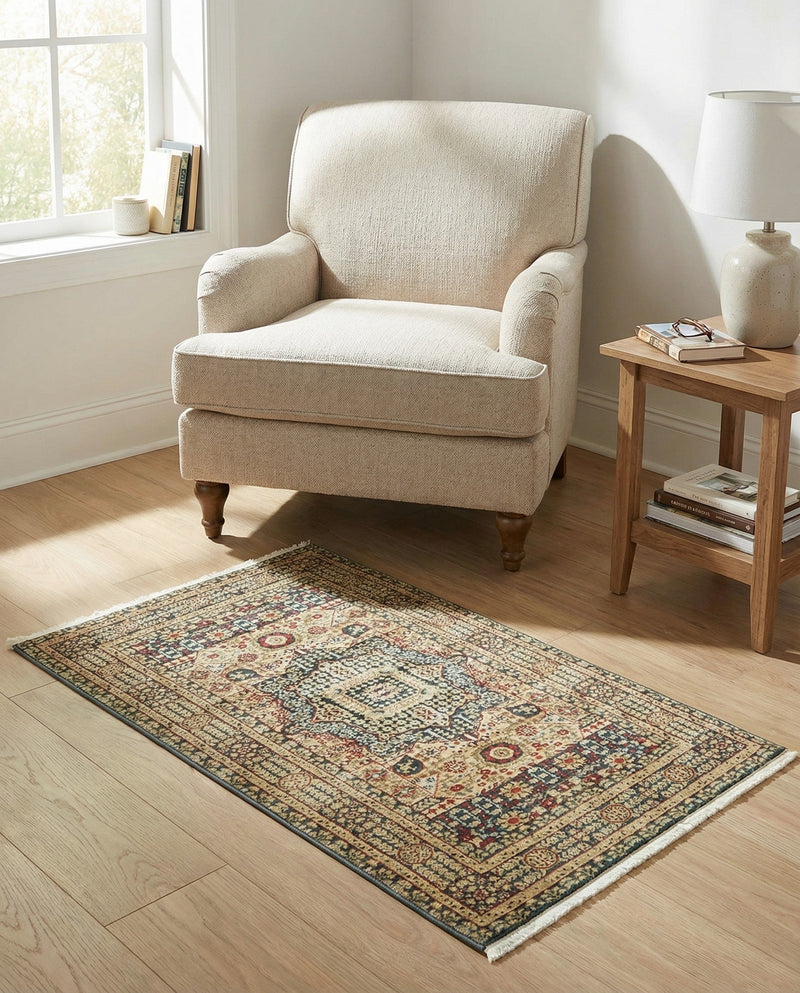 Ottoman Elegance Collection Area Rug - Sultan Rectangle Blue  lifestyle 56