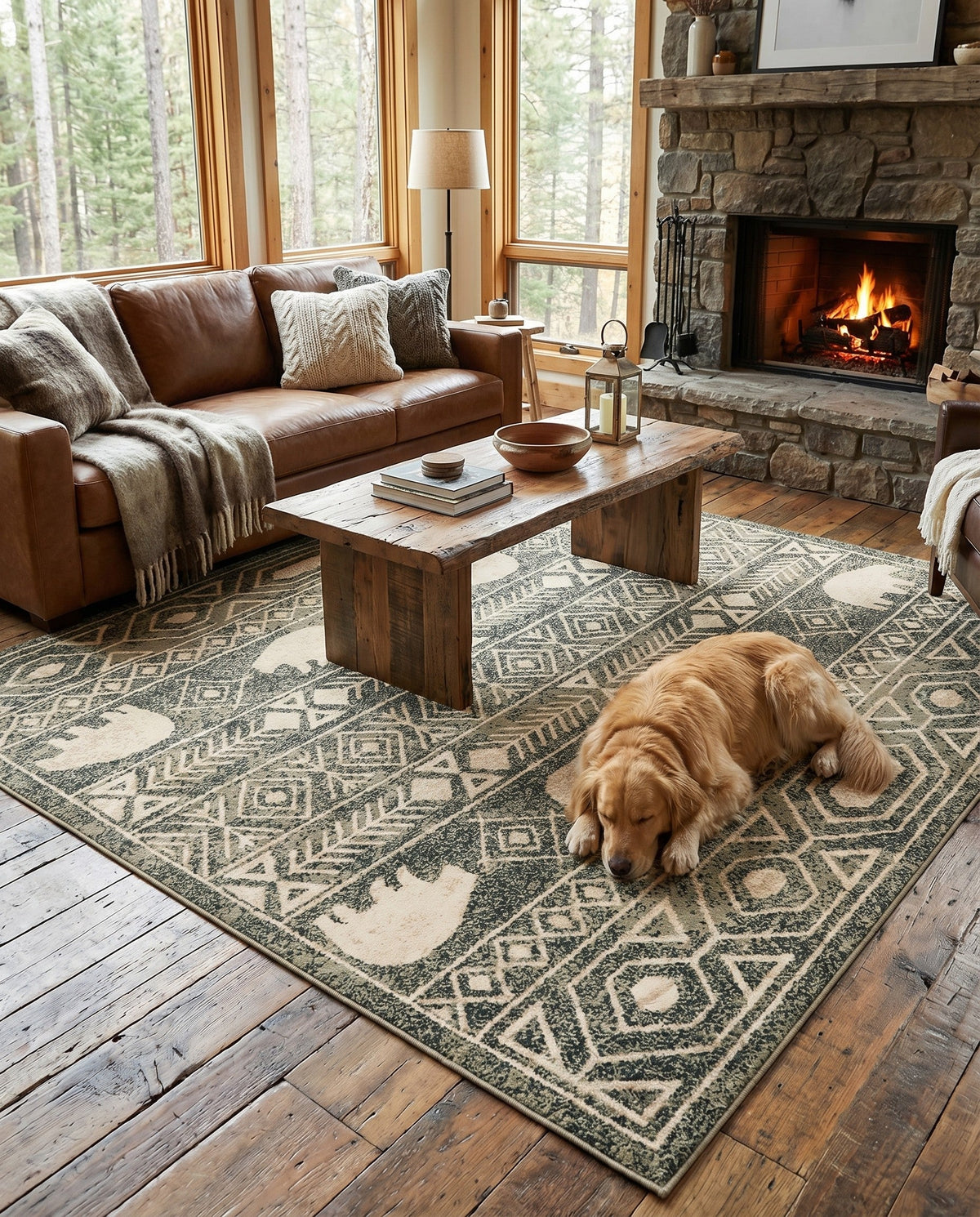 Frontier Trails Collection Area Rug -  Sedona Square Green  lifestyle 52