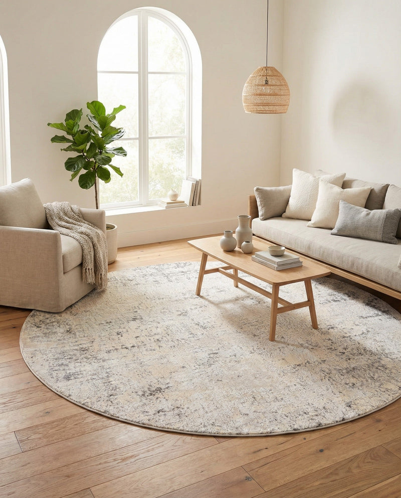 Aegean Elegance Collection Area Rug -  Paros Round Gray  lifestyle 42