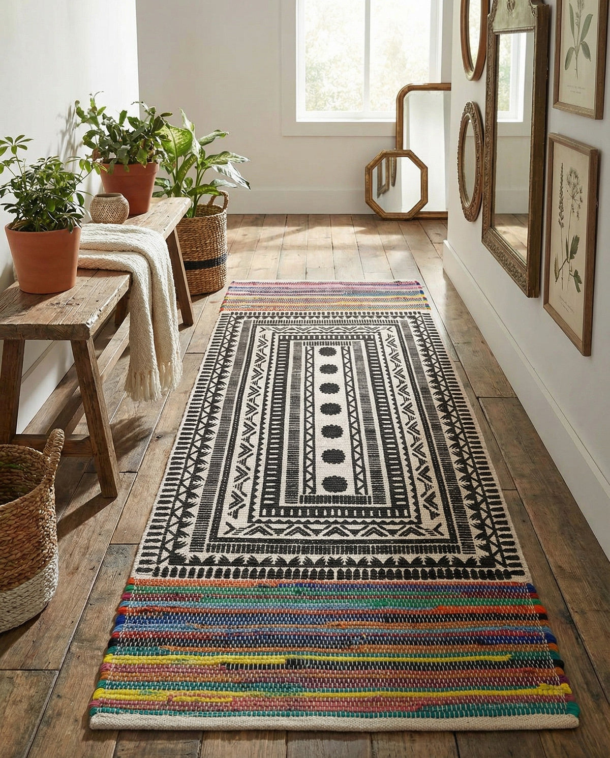 Thar Cotton Collection Area Rug -  Kovalam Runner Multi  lifestyle 54