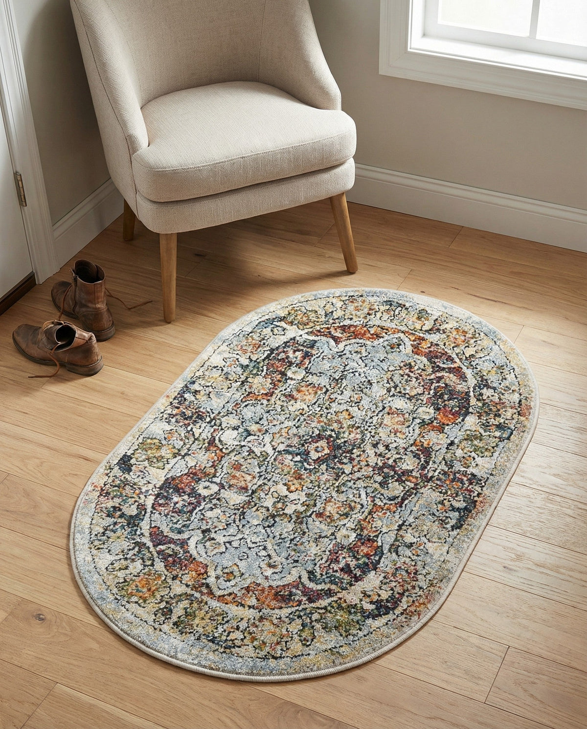 Savannah Soiree Collection Area Rug -  Everglade (Ivory) Oval Ivory  lifestyle 103