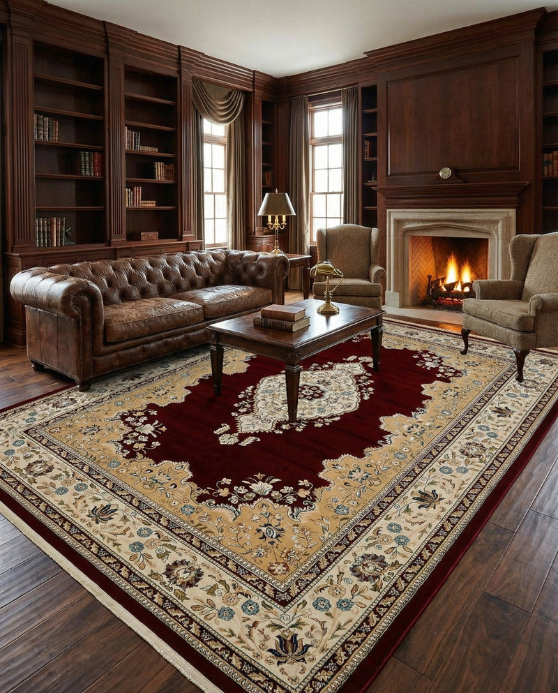 Persian Elegance Collection Area Rug - Isfahan Rectangle Burgundy  lifestyle 22