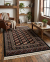 Samarkand Elegance Collection Area Rug -  Margilan (Black) Rectangle Black  lifestyle 33