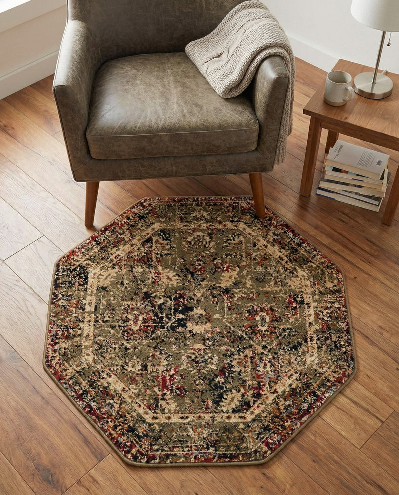 Neptune Elegance Collection Area Rug -  Galatea (Green) Octagon Green  lifestyle 76