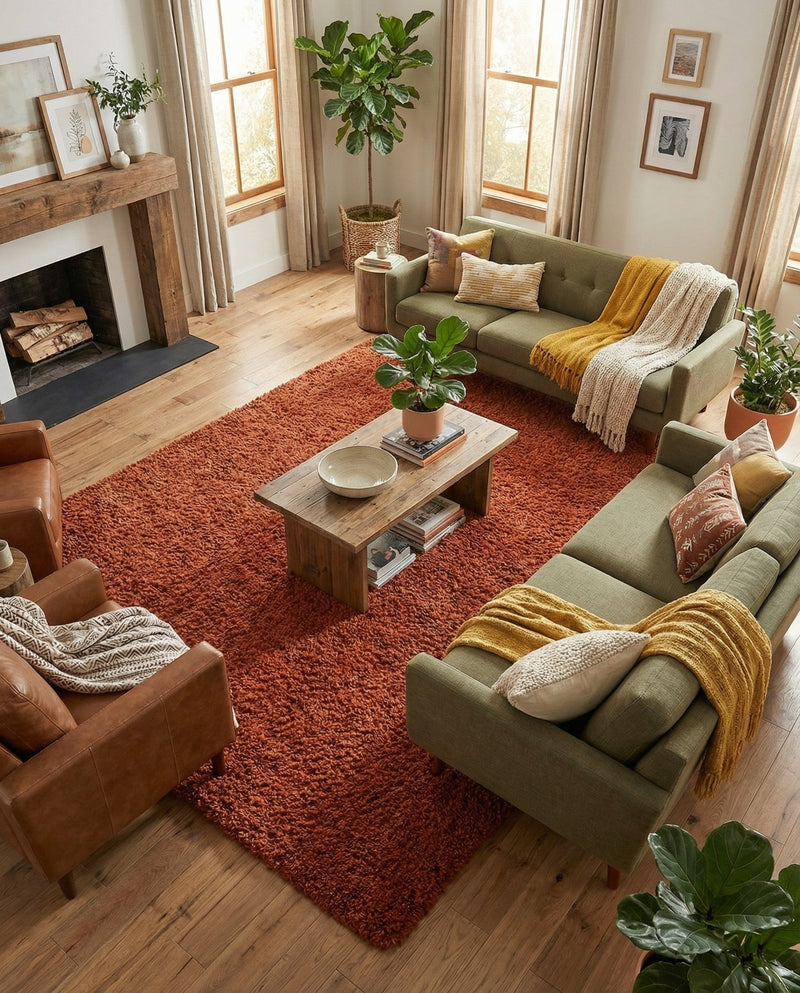 Plush Oasis Collection Area Rug - Serenity (Terracotta) Rectangle Terracotta  lifestyle 19