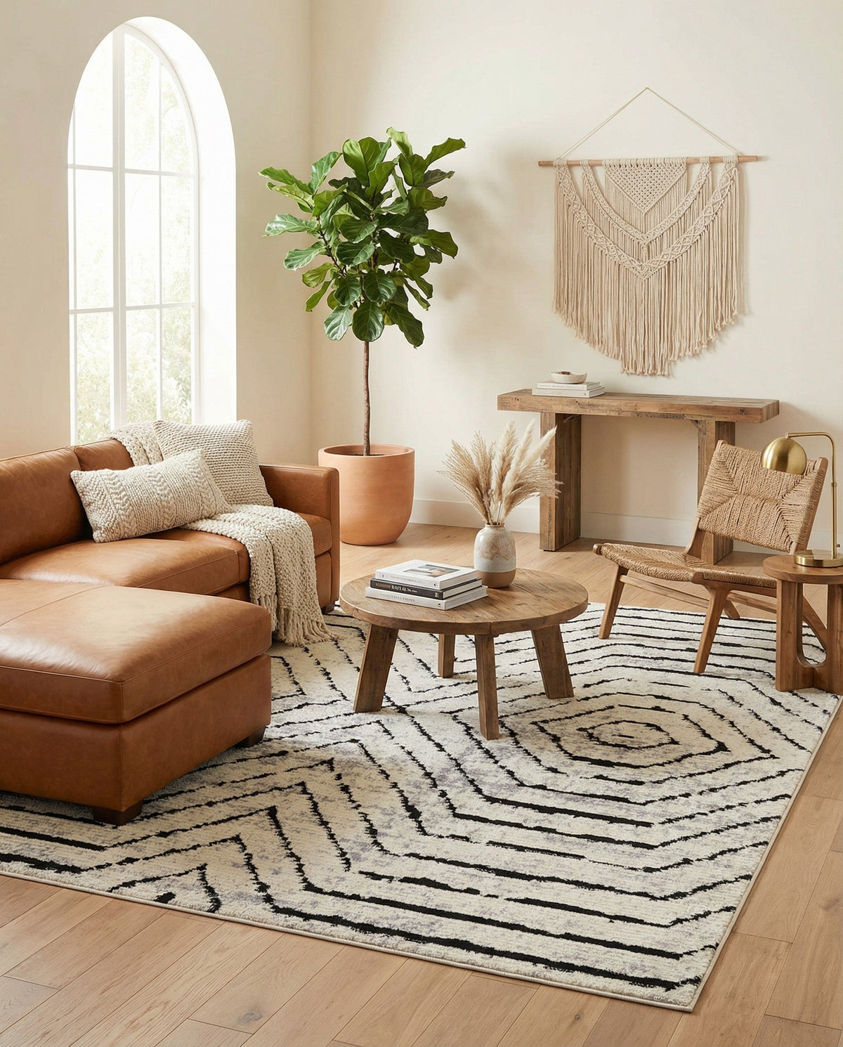 Marrakech Mosaic Collection Area Rug -  Tangier Rectangle Black and White  lifestyle 8