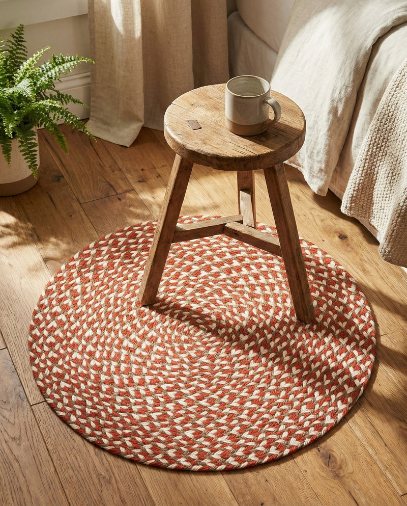 Highland Woven Jute Collection Area Rug - Glenmore (Rust Red) Round Rust Red  lifestyle 70