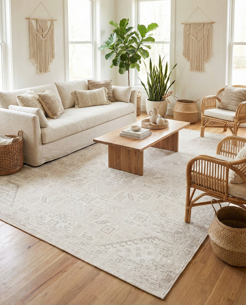 Tribal Terrace Treasures Collection Area Rug - Mayan Marina (Light Gray) Rectangle Light Gray  lifestyle 24